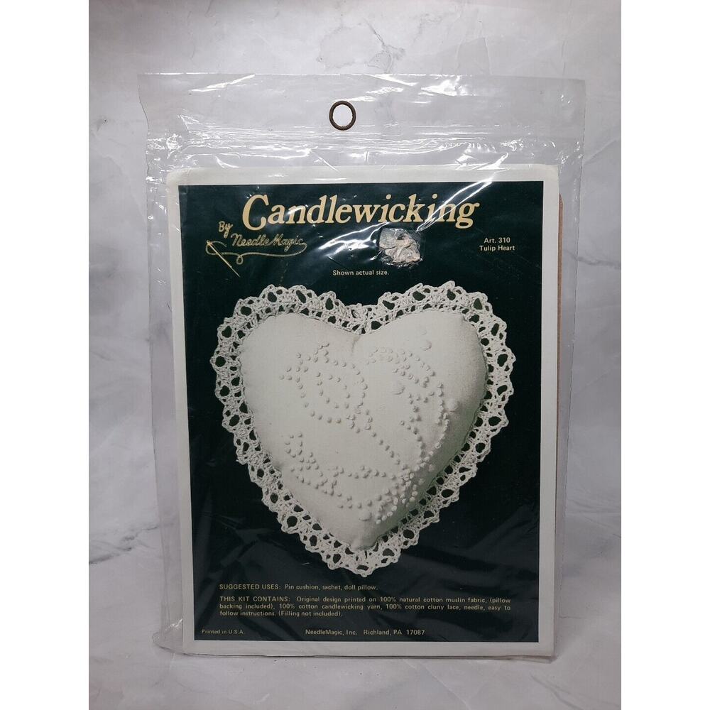 Vintage Candlewicking by NeedleMagic Kit Tulip Heart Pin Cushion Sachet